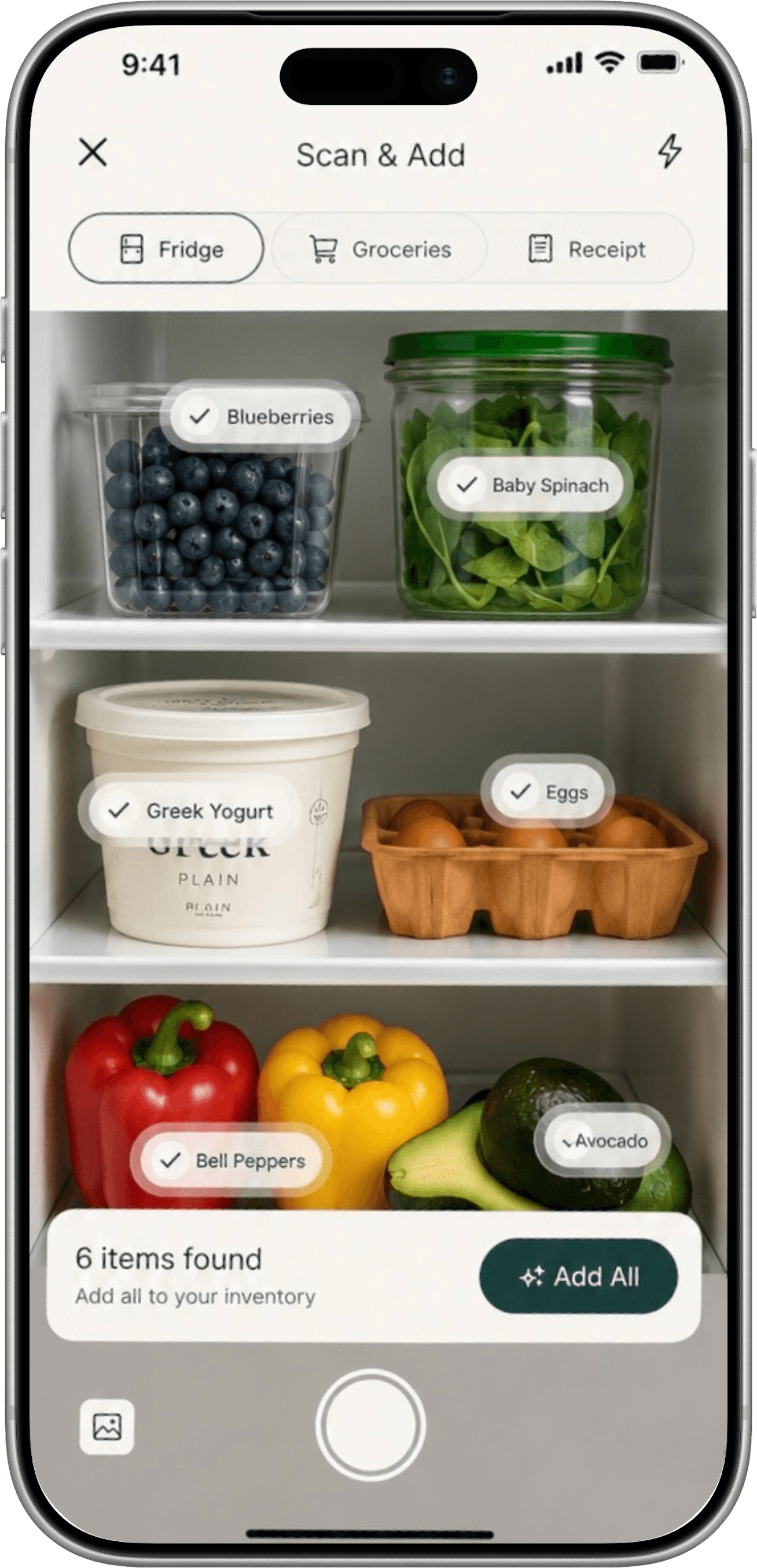 Dietrack Scan & Add tagging food already in the fridge.